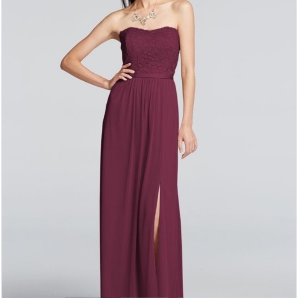 Strapless Lace David’s Bridal Bridesmaids Dress
